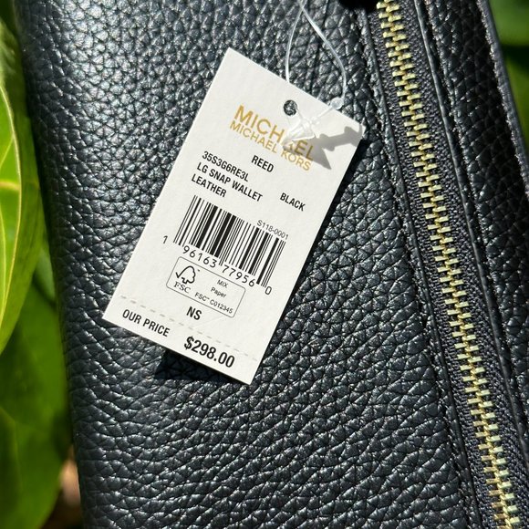 Michael Kors REED Large Flap Bifold Snap Wallet Black - Picture 7 of 8